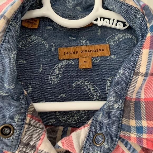 Jack’s Girlfriend red blue plaid flannel shirt S - Picture 2 of 3